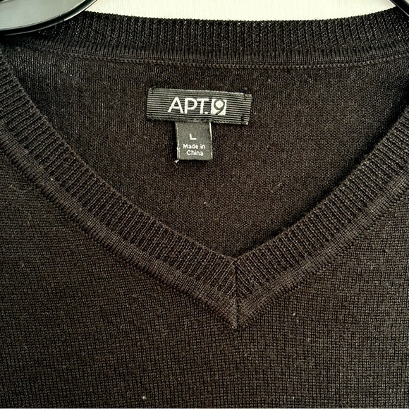 Men's Black V-Neck Sweater Size L - Picture 2 of 5